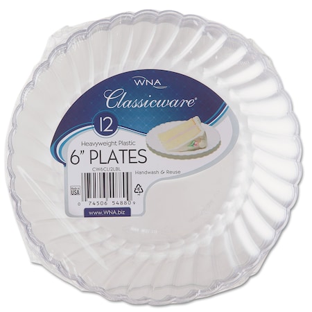 Wna Classicware Plastic Plates, 6" Dia., Clear, PK180 RSCW61512
